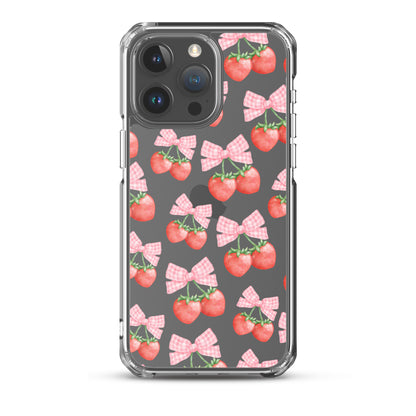 Strawberry Bows Clear iPhone Case