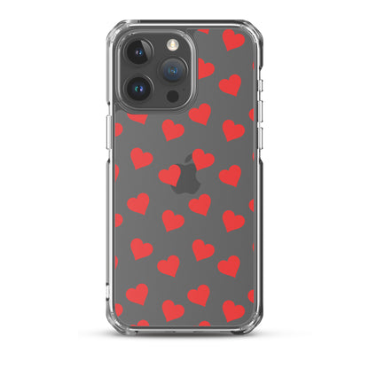 Red Hearts Clear iPhone Case