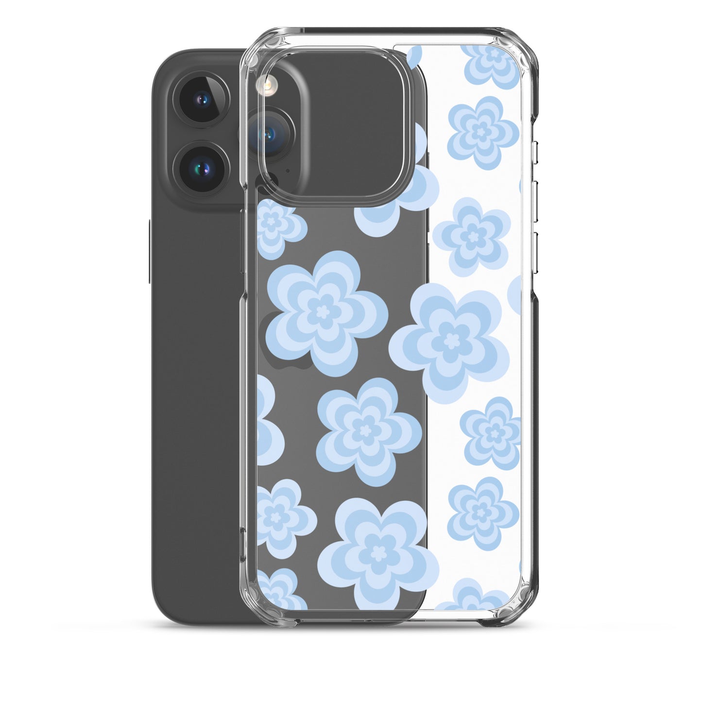 Blue Floral Clear iPhone Case
