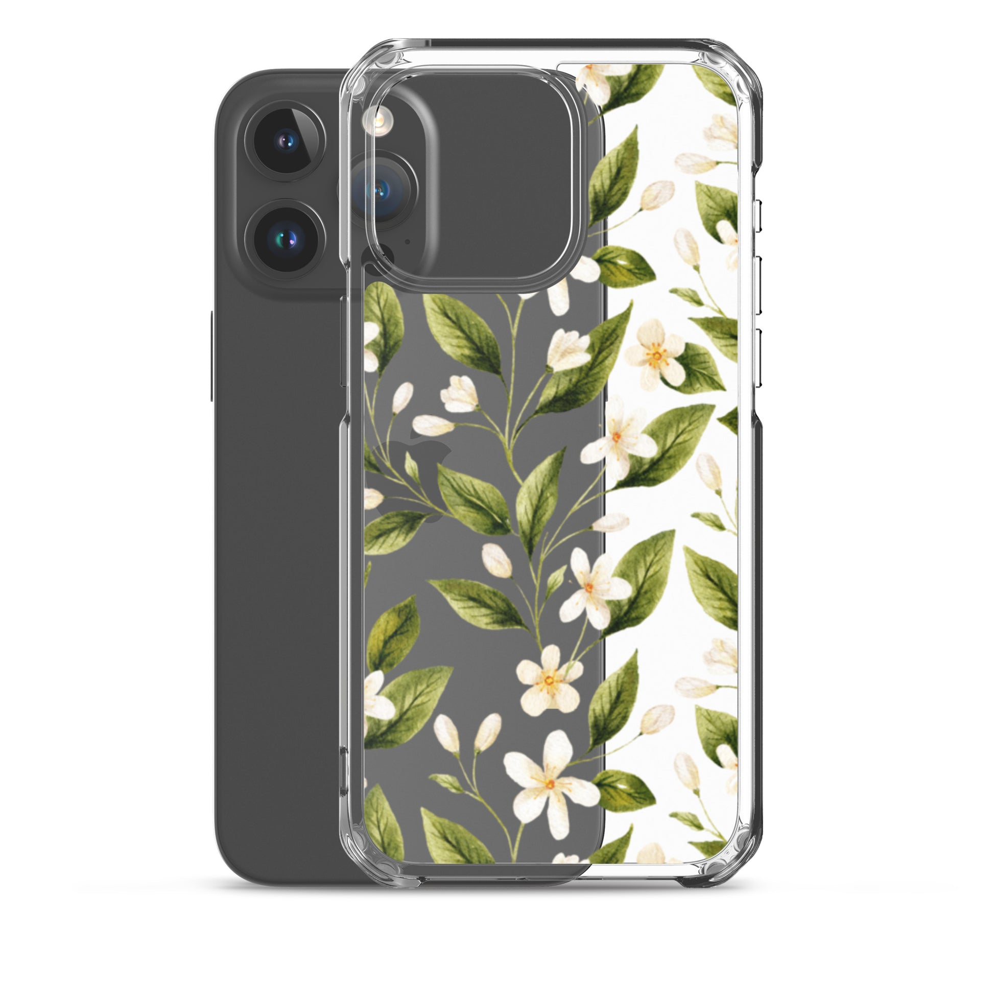 White Floral Clear iPhone Case