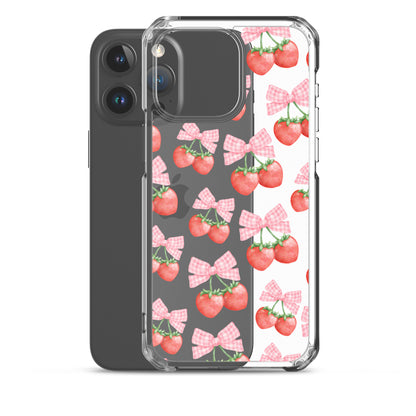 Strawberry Bows Clear iPhone Case