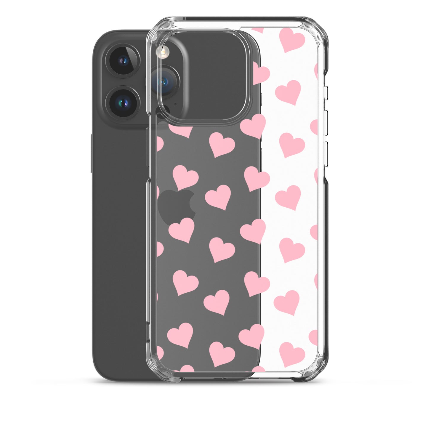 Pink Hearts Clear iPhone Case