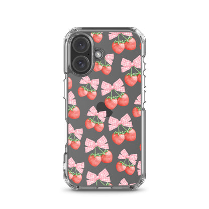 Strawberry Bows Clear iPhone Case