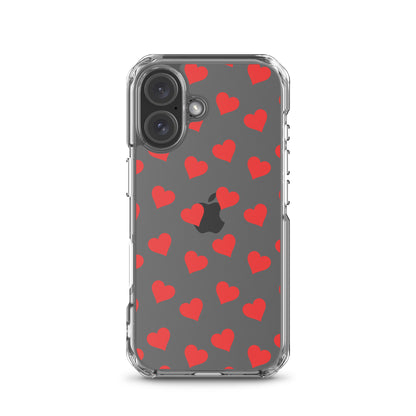 Red Hearts Clear iPhone Case