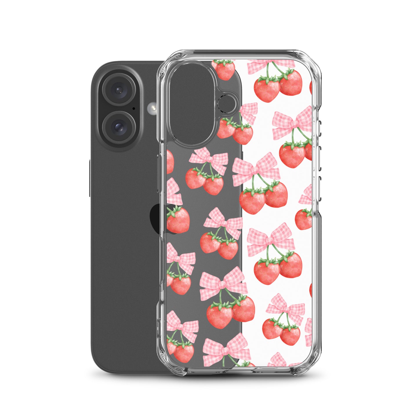 Strawberry Bows Clear iPhone Case