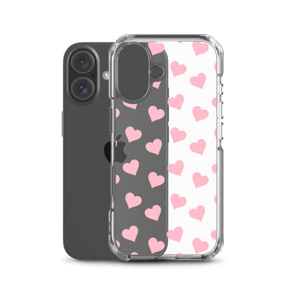 Pink Hearts Clear iPhone Case