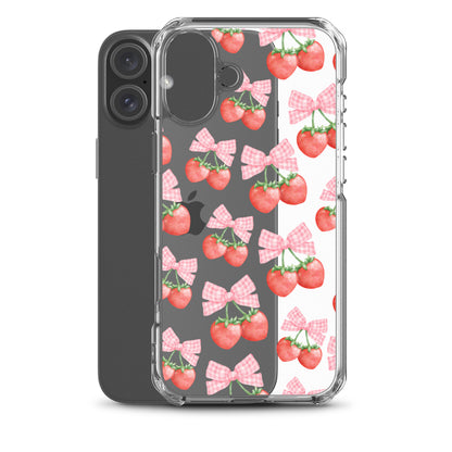 Strawberry Bows Clear iPhone Case