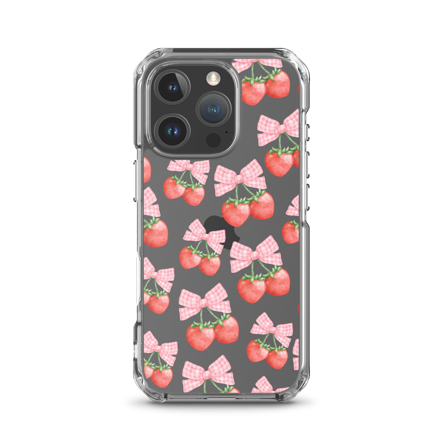 Strawberry Bows Clear iPhone Case