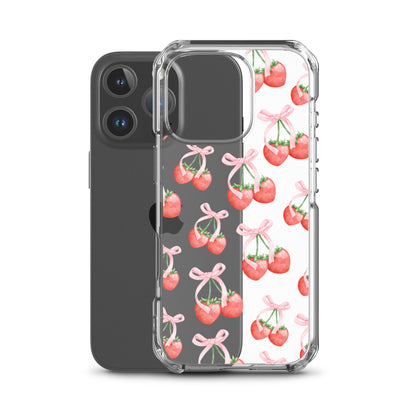 Sweet Strawberries Clear iPhone Case