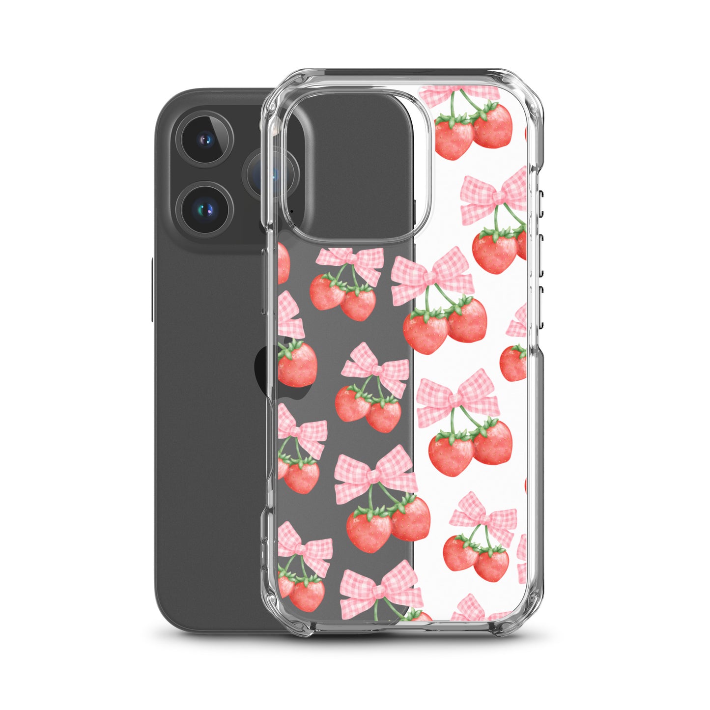 Strawberry Bows Clear iPhone Case