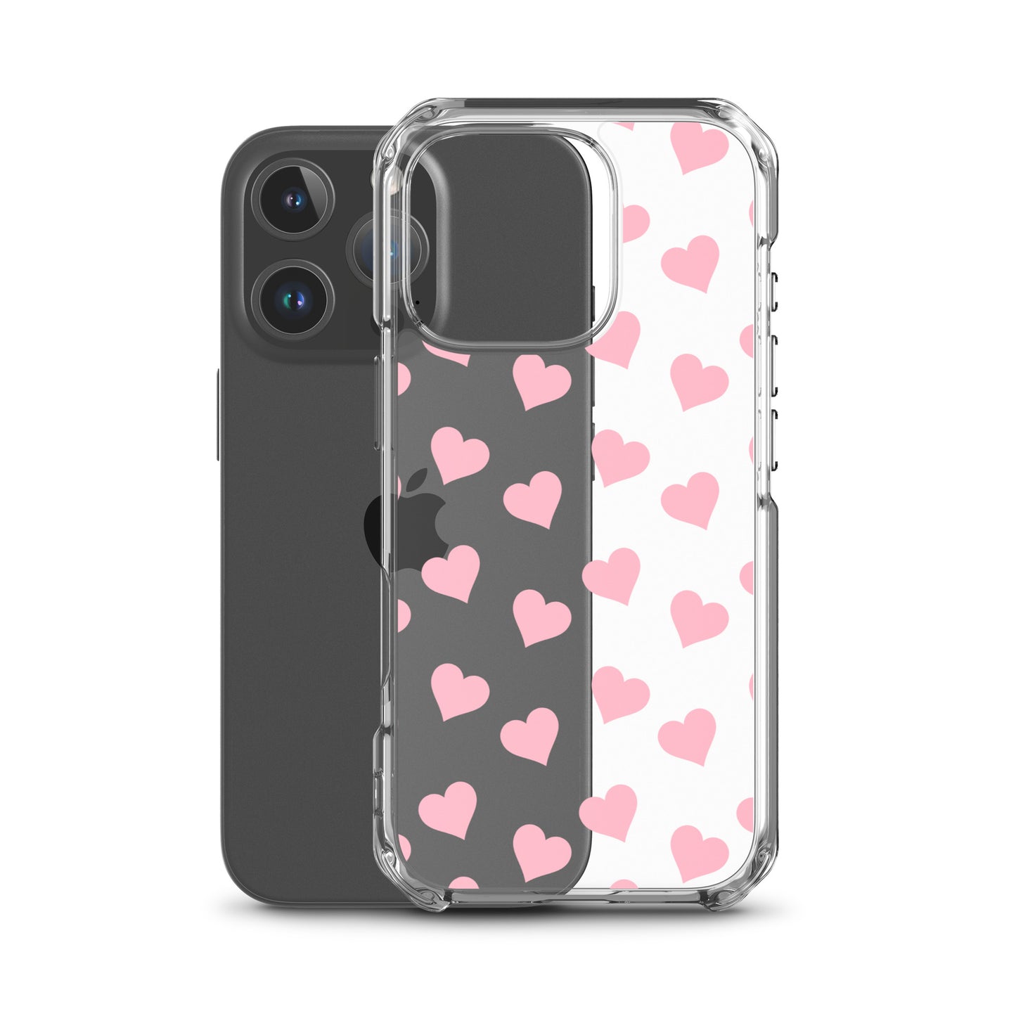 Pink Hearts Clear iPhone Case