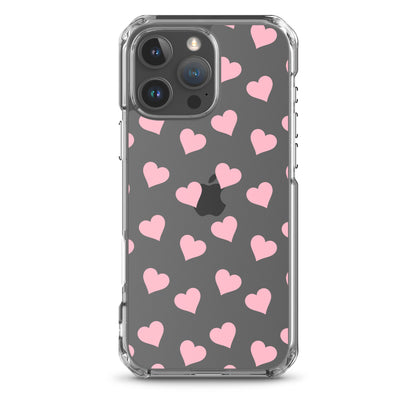 Pink Hearts Clear iPhone Case