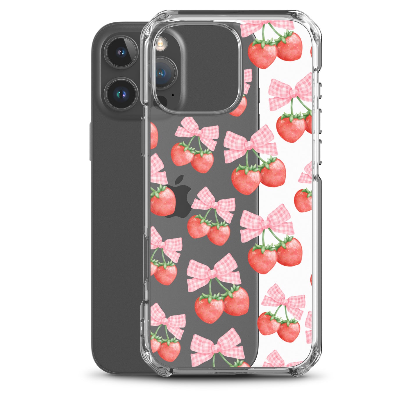 Strawberry Bows Clear iPhone Case