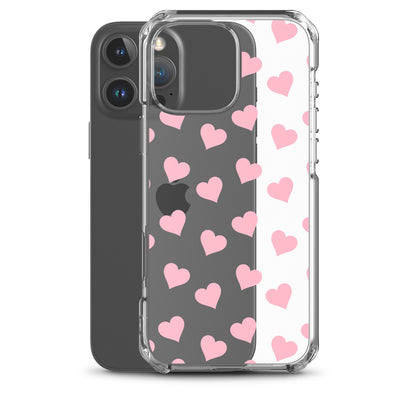 Pink Hearts Clear iPhone Case