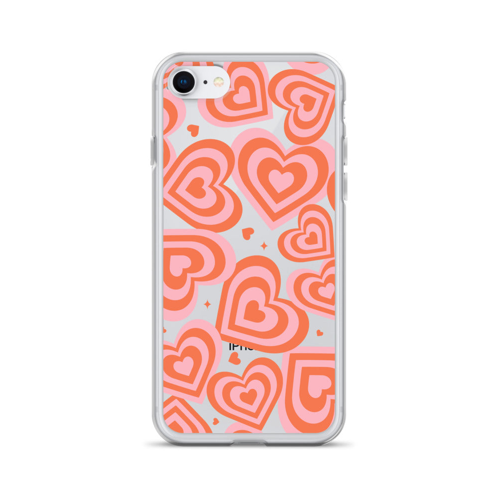 Pink & Red Hearts Clear iPhone Case iPhone 7/8