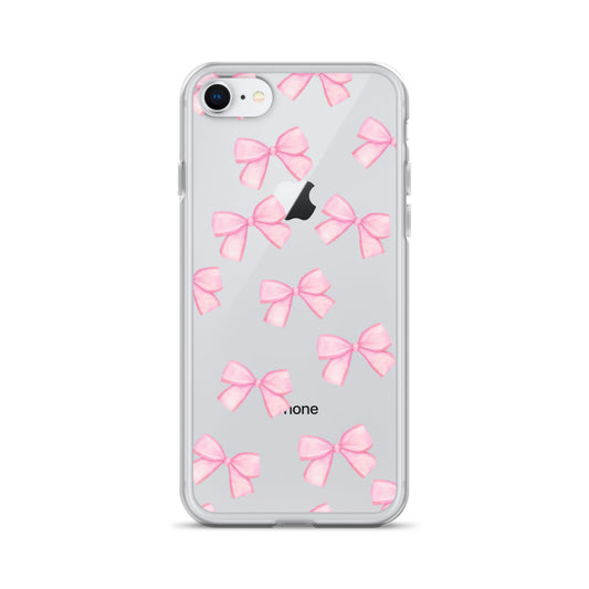 Pink Bows Clear iPhone Case