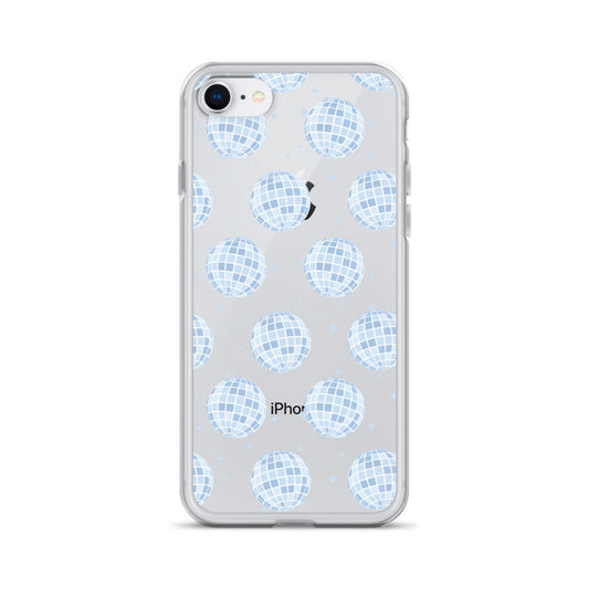 Blue Disco Balls Clear iPhone Case