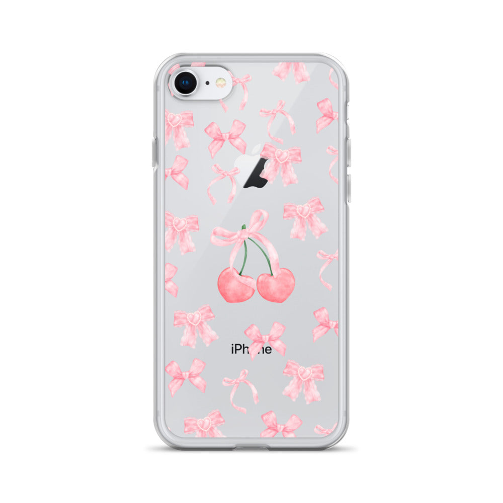 Cherry Bows Clear iPhone Case