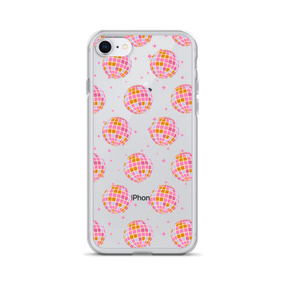 Pink & Blue Disco Balls Clear iPhone Case