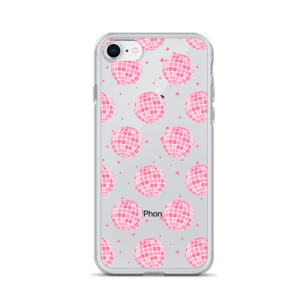 Pink Disco Balls Clear iPhone Case