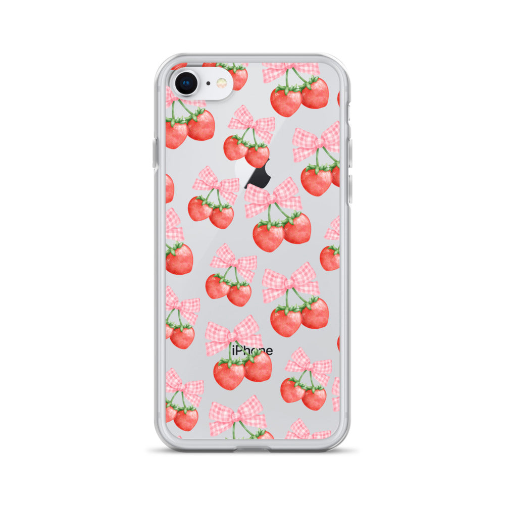 Strawberry Bows Clear iPhone Case