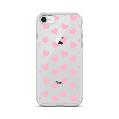 Pink Hearts Clear iPhone Case