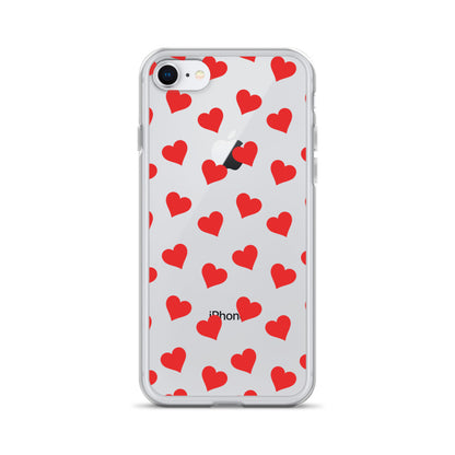 Red Hearts Clear iPhone Case