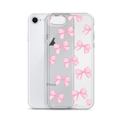 Pink Bows Clear iPhone Case