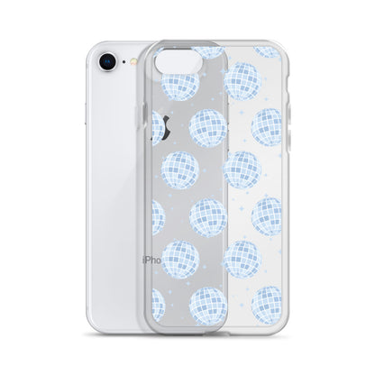 Blue Disco Balls Clear iPhone Case