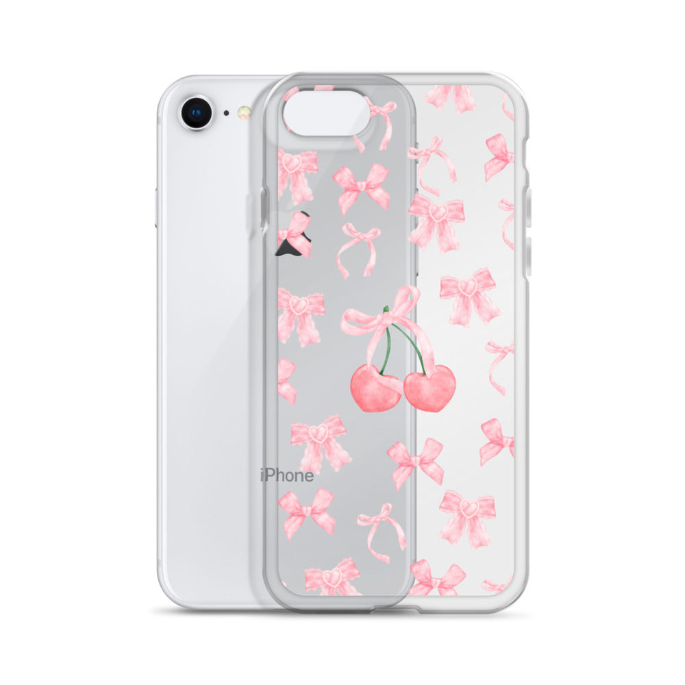 Cherry Bows Clear iPhone Case