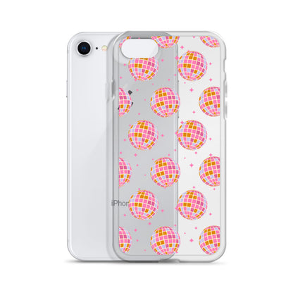 Pink & Blue Disco Balls Clear iPhone Case