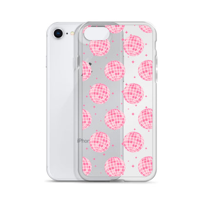 Pink Disco Balls Clear iPhone Case