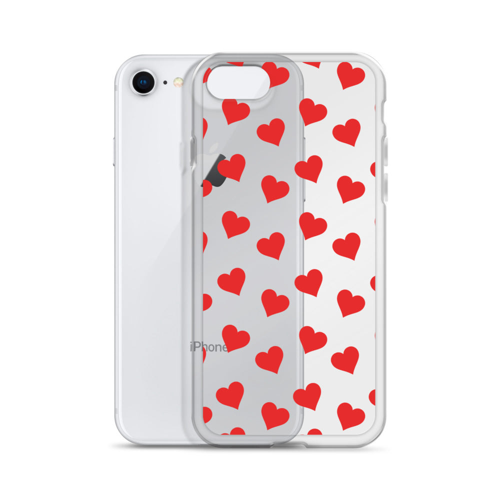 Red Hearts Clear iPhone Case