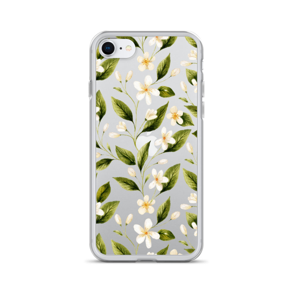 White Floral Clear iPhone Case iPhone SE