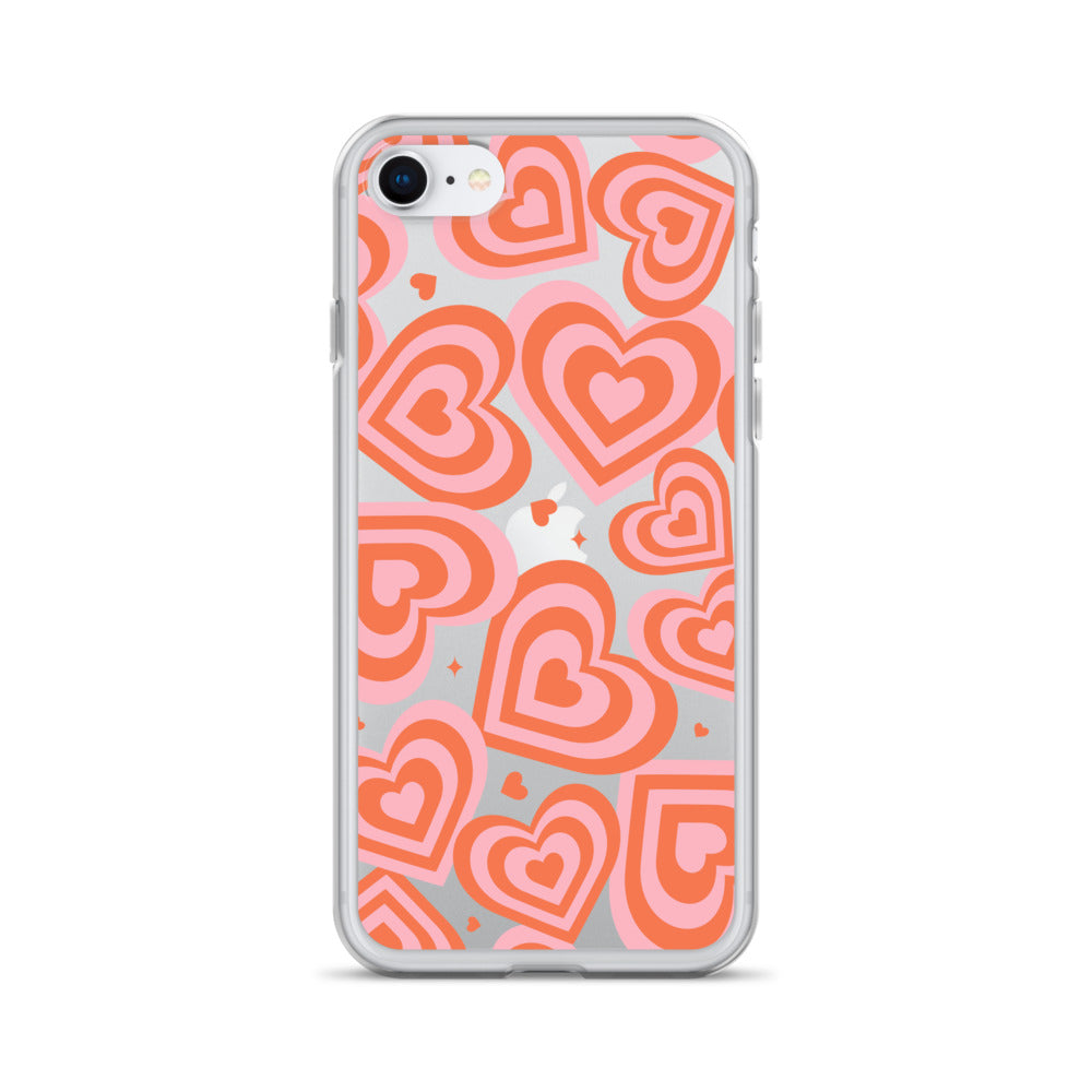 Pink & Red Hearts Clear iPhone Case iPhone SE