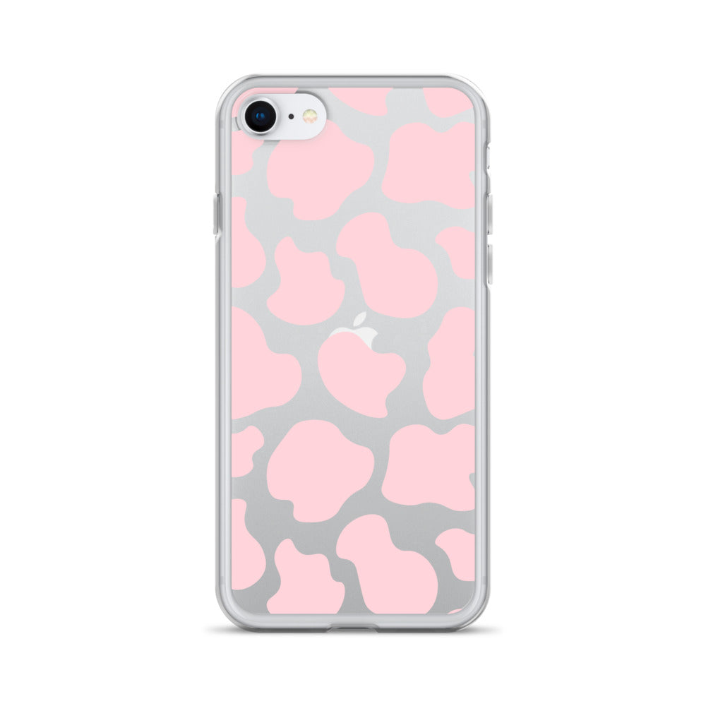 Pink Cow Clear iPhone Case iPhone SE