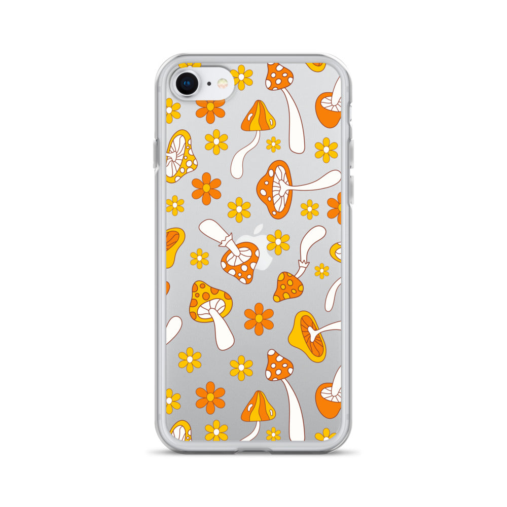 Retro Mushrooms Clear iPhone Case iPhone SE