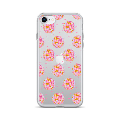 Pink & Blue Disco Balls Clear iPhone Case