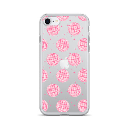 Pink Disco Balls Clear iPhone Case