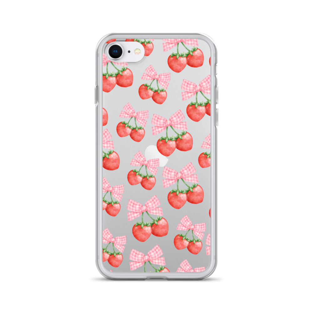 Strawberry Bows Clear iPhone Case