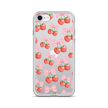 Strawberry Bows Clear iPhone Case