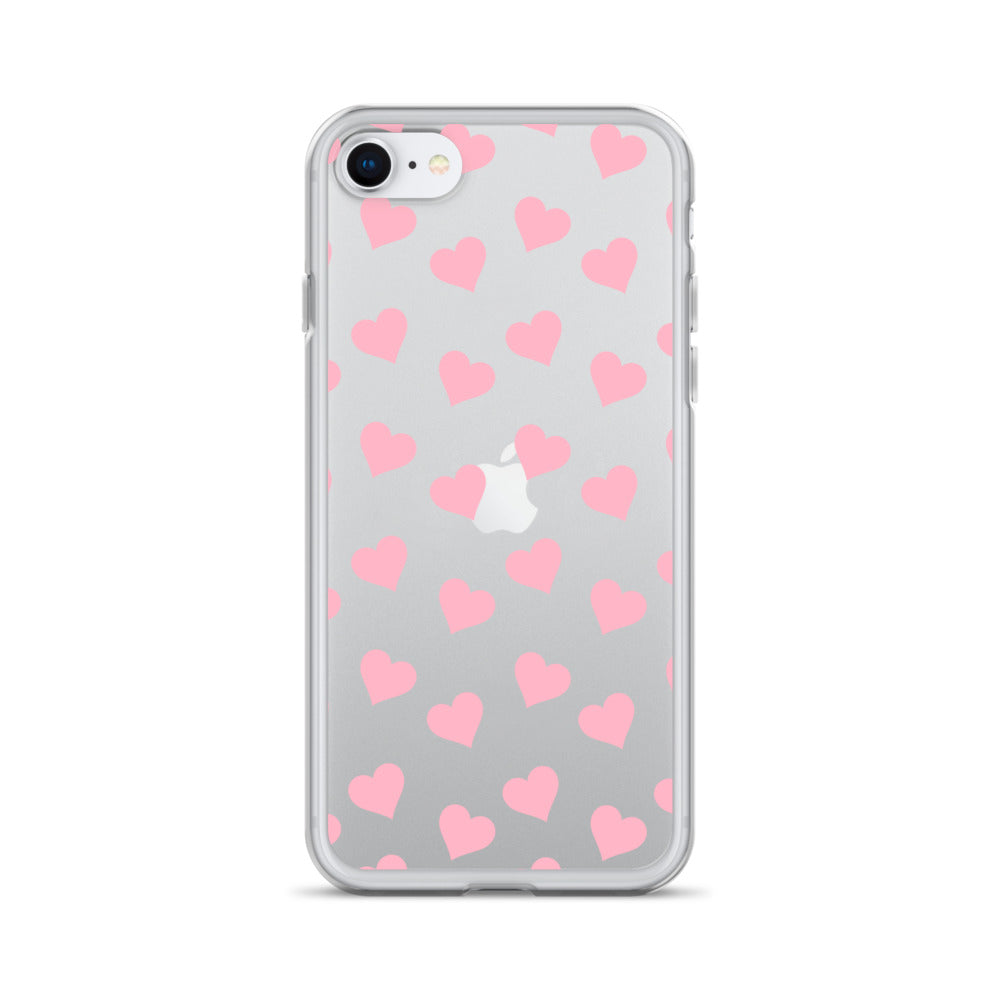 Pink Hearts Clear iPhone Case