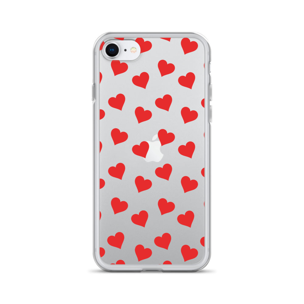 Red Hearts Clear iPhone Case