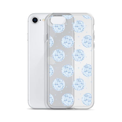 Blue Disco Balls Clear iPhone Case