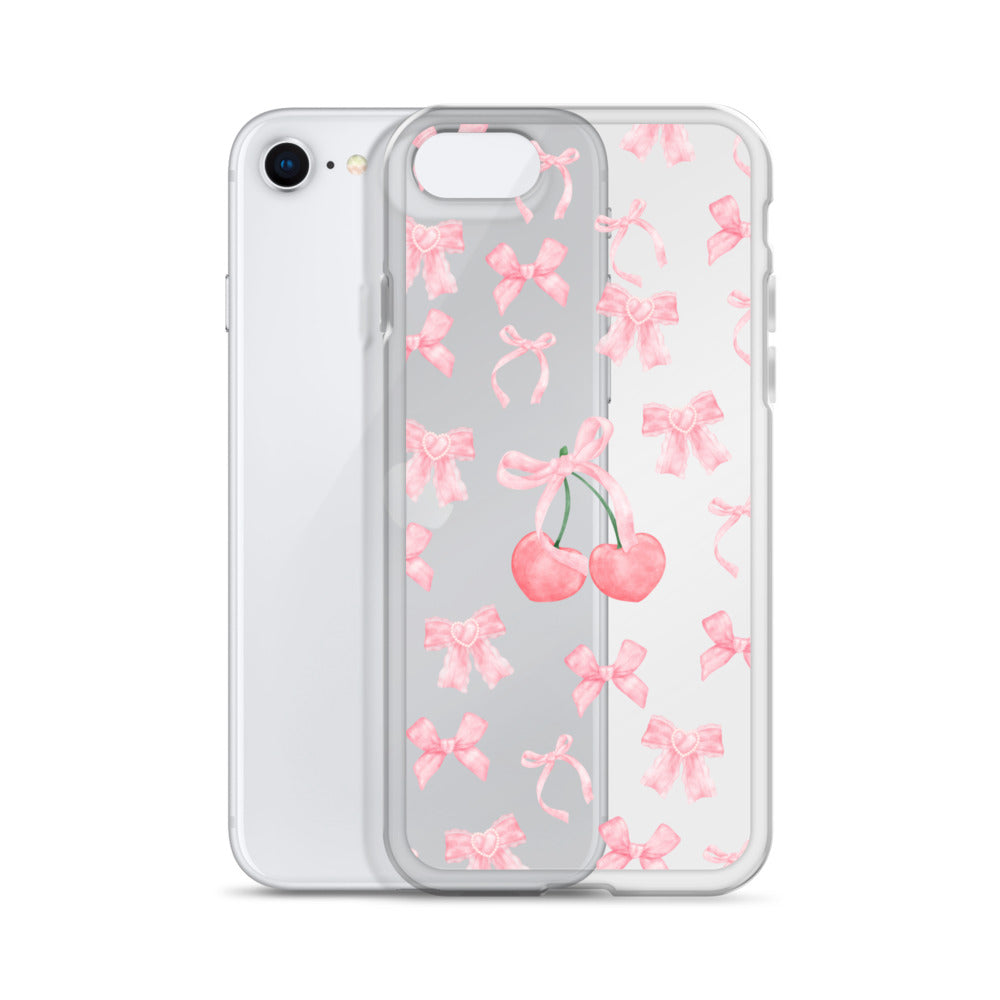 Cherry Bows Clear iPhone Case