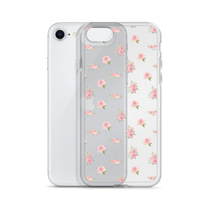 Pink Vintage Roses Clear iPhone Case