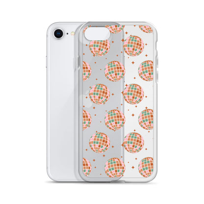 Brown Boho Disco Balls Clear iPhone Case