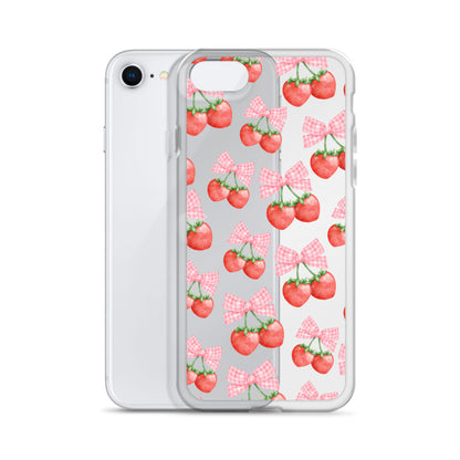 Strawberry Bows Clear iPhone Case