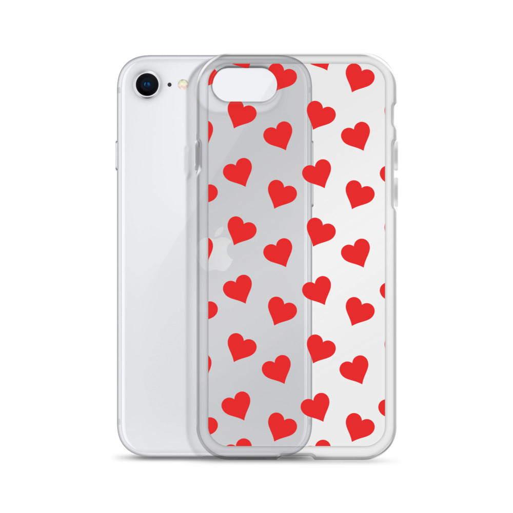 Red Hearts Clear iPhone Case