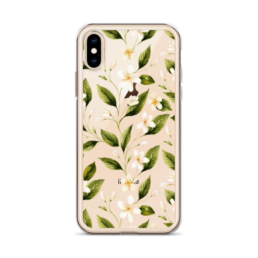 White Floral Clear iPhone Case